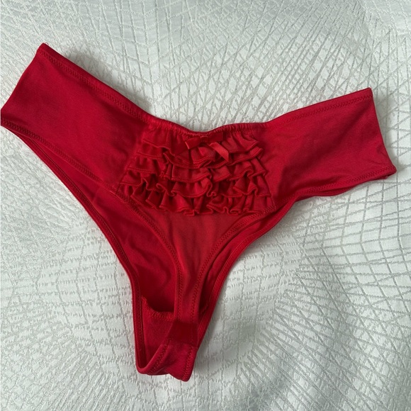 Red Ruffled Bikini Bottom - Picture 7 of 9